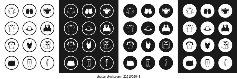 Set Men underpants, Man hat, Shirt, Sweater, Undershirt, Short or,  and T-shirt icon. Vector