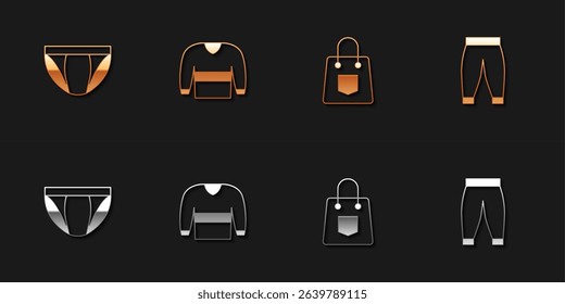 Set Men underpants, Sweater, Handbag and Pants icon. Vector