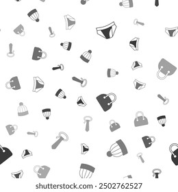 Set Men underpants, Winter hat, Handbag and Tie on seamless pattern. Vector