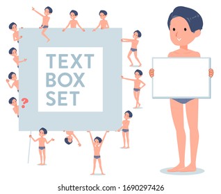 A set of men in underwear with a message board.Since each is divided, you can move it freely.It's vector art so it's easy to edit.