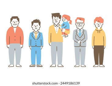 Set of men of various ages_Colors
