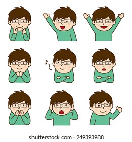 Set of men in various poses