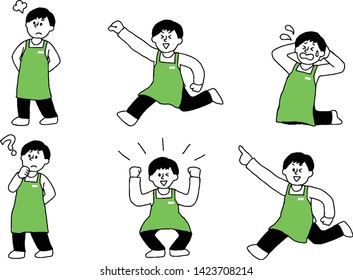 Set of men wearing apron (simple)