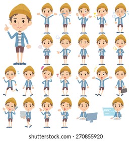 A set of men with who express various emotions.
There are actions related to workplaces and personal computers.
It's vector art so it's easy to edit.