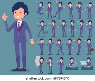 A set of men with who express various emotions.
There are actions related to workplaces and personal computers.
It's vector art so it's easy to edit.