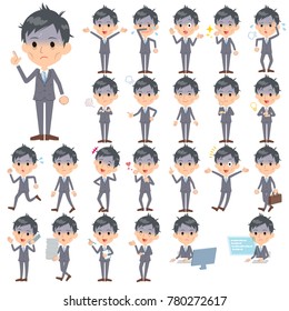 A set of men with who express various emotions.
There are actions related to workplaces and personal computers.
It's vector art so it's easy to edit.