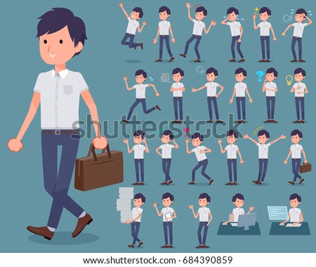 A set of men with who express various emotions.
There are actions related to workplaces and personal computers.
It's vector art so it's easy to edit.