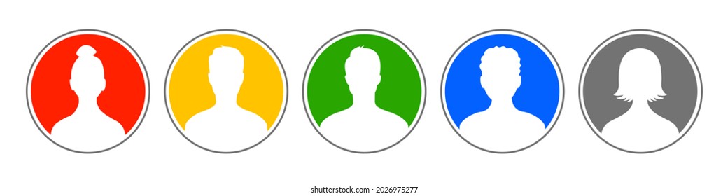 Set Of Men And Woman Avatar Icon. User Avatar Of Male And Female. Silhouette Profile Symbol. Flat Person Logo.
