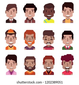 Set of men and women avatars in flat design.(collection 7)