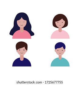 Set of men and women avatars flat vector illustration.