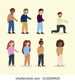 set men and women cartoon