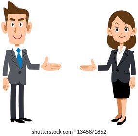 Set of men and women of the office worker introduced on both sides