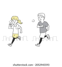 A set of men and women running for good health