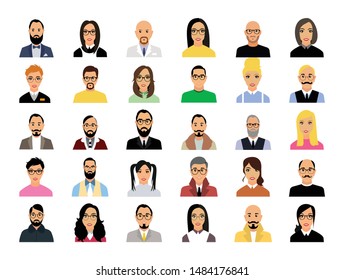 Set of men and women in various business clothes on a white background .Concept of team.Vector graphic flat design