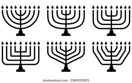 Set of Menorah icon. Jewish Holiday sign. Menorah icon for Hanukkah. Vector illustration. Eps 10.