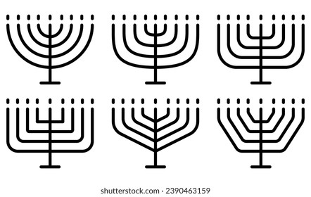 Set of Menorah icon. Jewish Holiday sign. Menorah icon for Hanukkah. Vector illustration. Eps 10.