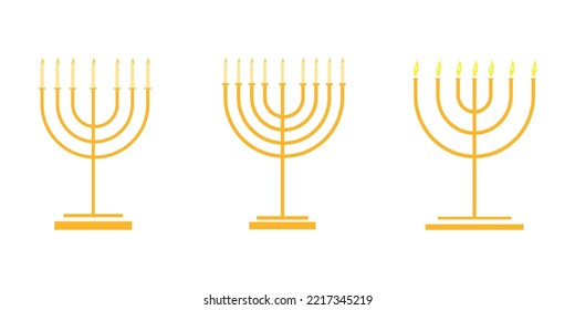 Set of menorah vector. collection Menorah isolated. Menorah colored vector eps10