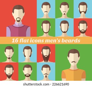 Set of men's beards and mustaches made in flat style