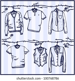 Set of men's clothing sketches. Vector illustration