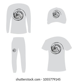 A set of men's clothing with unique prints.