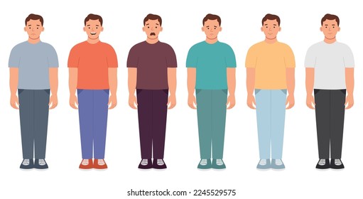 Set of men's emotions. Facial expression. Vector illustration of a flat design
