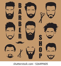 Set men's hair with a beard. Barber shop