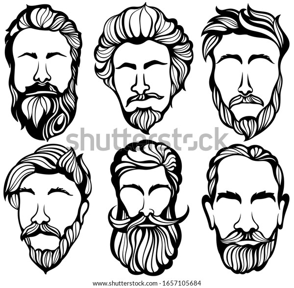 Set Mens Hairstyles Beards Mustachesgentlmen Haircuts Stock Vector Royalty Free 1657105684 3592