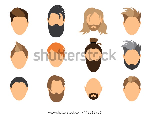 Set Mens Hairstyles Beards Mustachesgentlmen Haircuts Stock