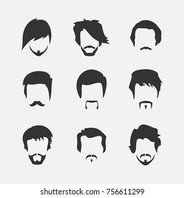 A set of men's hairstyles on a light background