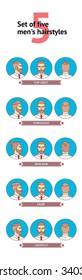 Set of men's hairstyles on a white background