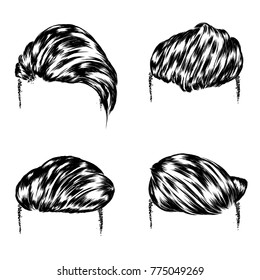 A set of men's hairstyles. Samples of haircuts and pads for men, boys and boys. Hipster. Fashion & Style. Vector illustration.