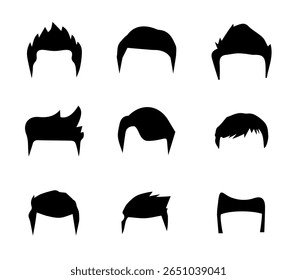Conjunto de penteados masculinos. Homens elegantes conjunto de cabelo. Design vetorial