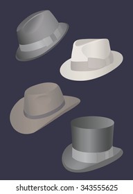 Set of men's hats can be used for graphic design, textile design or web design.