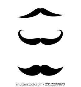 set of men's mustache, black stencil, isolated vector illustration