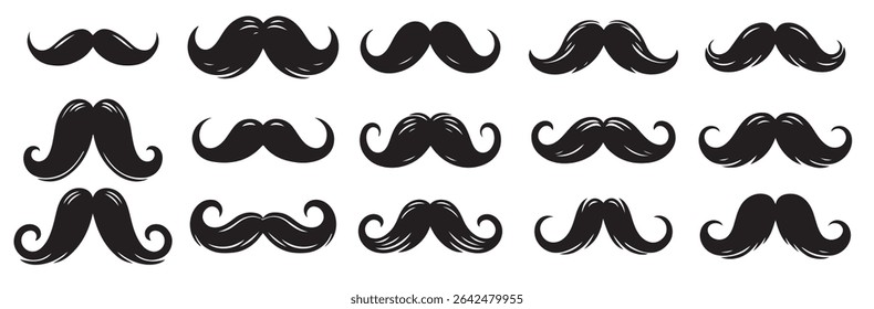 set mens mustache vector graphics illustration