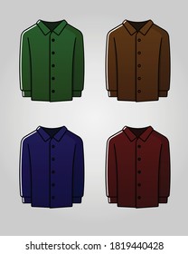 Set of men's plain shirt vector, formal shirt, casual outfit for men, men fashion