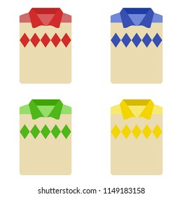 Set of men's polo shirt. Isolated on white background. Vector illustration. EPS 10. Color Polo shirts blue, green, red and yellow.