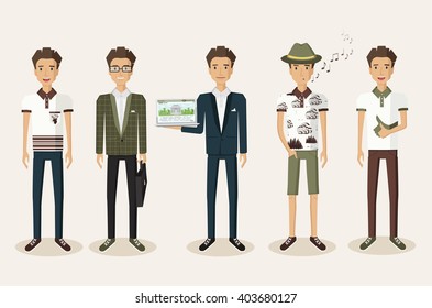 Set of men's professions.