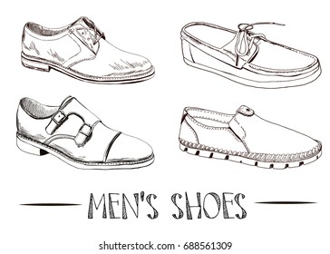 Set of men's shoes. Sketch.