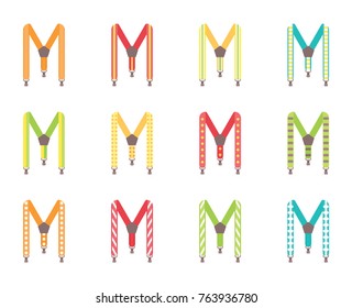 A Set Of Men's Suspenders. Suspenders Vector Illustration