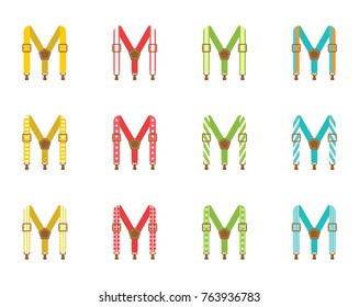 A Set Of Men's Suspenders. Suspenders Vector Illustration