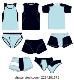Conjunto de ropa interior masculina, con partes superior e inferior, diferentes modelos para ropa.