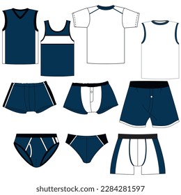 Conjunto de ropa interior masculina, con partes superior e inferior, diferentes modelos para ropa.
