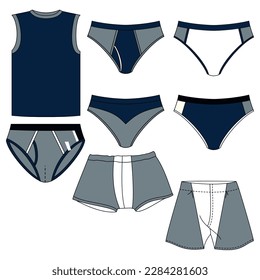 Conjunto de ropa interior masculina, con partes superior e inferior, diferentes modelos para ropa.