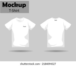 Set of men's white and black t-shirt front and back view realistic mock-up volumetric t-shirt vector template used for billboards, logos, symbol designs or textile goods, for websites.