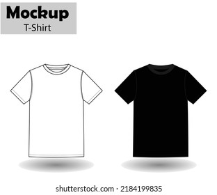 Set of men's white and black t-shirt front and back view realistic mock-up volumetric t-shirt vector template used for billboards, logos, symbol designs or textile goods, for websites.