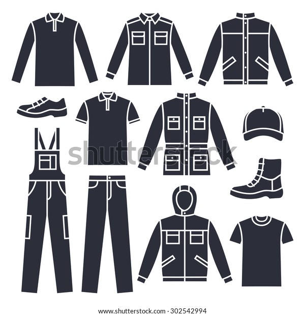 Set Mens Working Clothes Icons Corporate Stock Vector