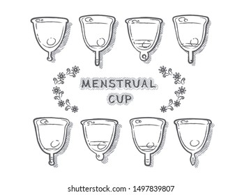 Set of menstrual cup. Vector illustration.