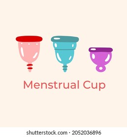 A set of menstrual cups in different sizes and colors. Zero waste and plastic free periods. Sanitary product that is good for the body and planet.