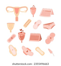 Ilustración de vectores de higiene menstrual